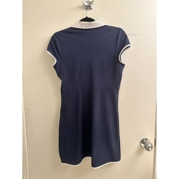 Abercrombie & Fitch Navy Blue Zip Neck Collared Tennis Dress Medium Athleisure - Picture 2 of 6